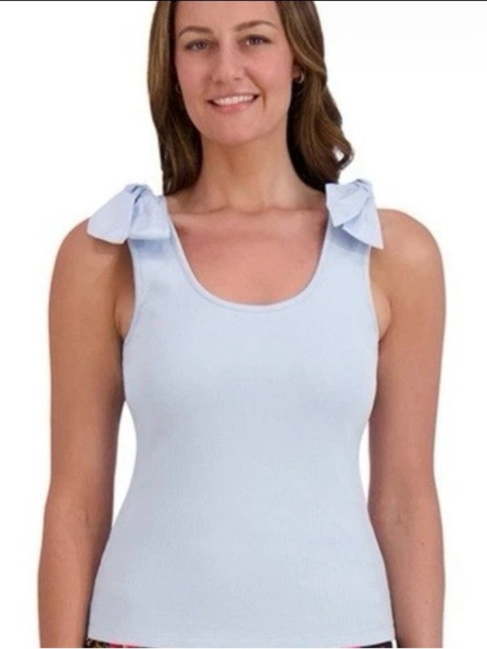 French Connection Light Blue Bow-Shoulder Tank PRICE FIRM!